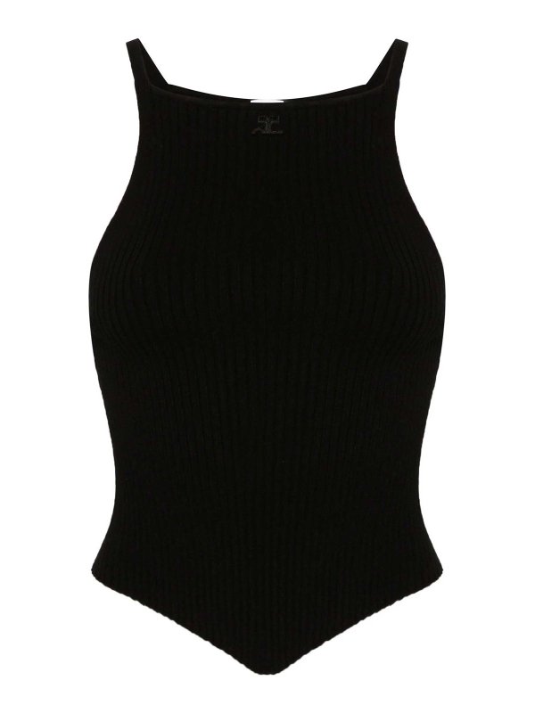 Courreges: Tops y camisetas sin mangas - Top - Negro