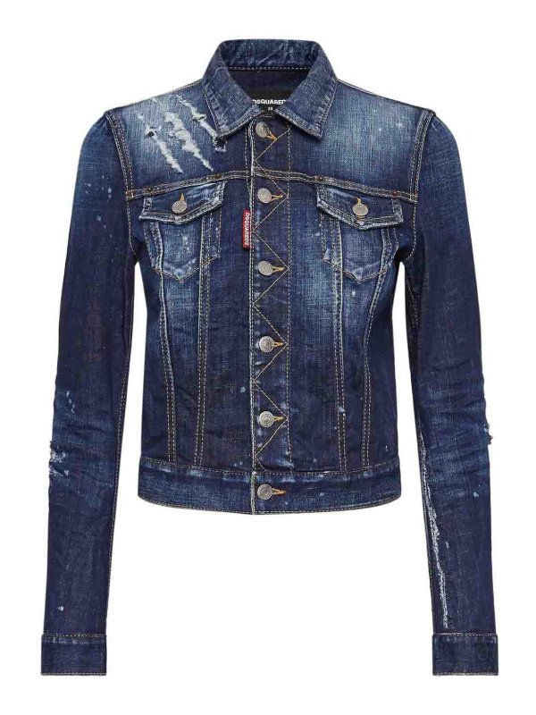 DSQUARED2: denim jacket - Distressed Denim Jacket
