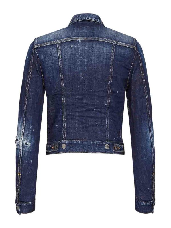 DSQUARED2: denim jacket online - Distressed Denim Jacket