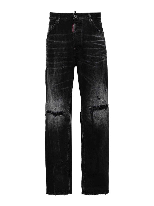 DSQUARED2: Jeans à jambe droite - Jean Droit - Noir