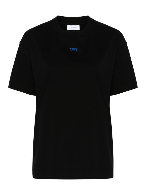 OFF-WHITE: t-shirts - Arrows-Embroidered Cotton T-Shirt
