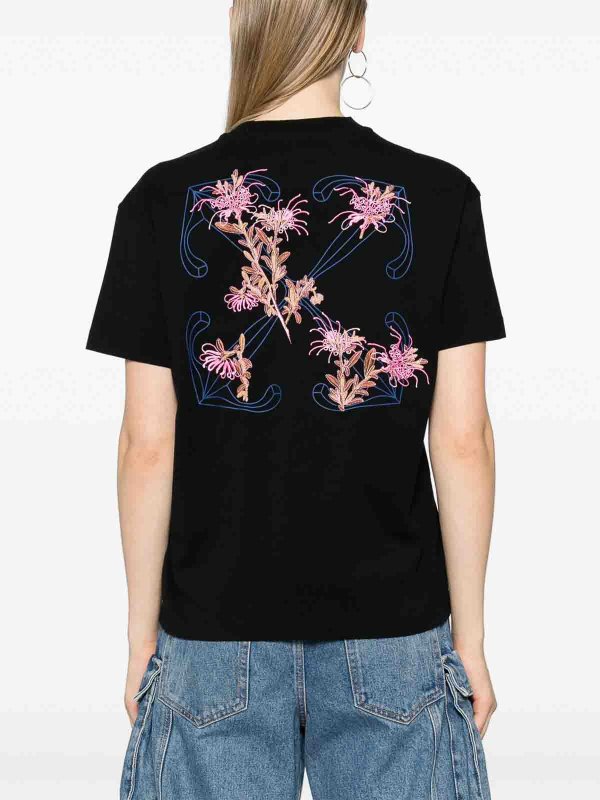 Arrows-Embroidered Cotton T-Shirt shop online: OFF-WHITE
