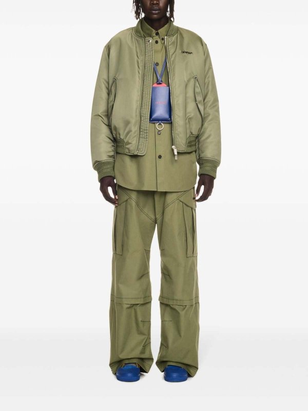 OFF-WHITE: bombers online - Logo-Embroidered Bomber Jacket
