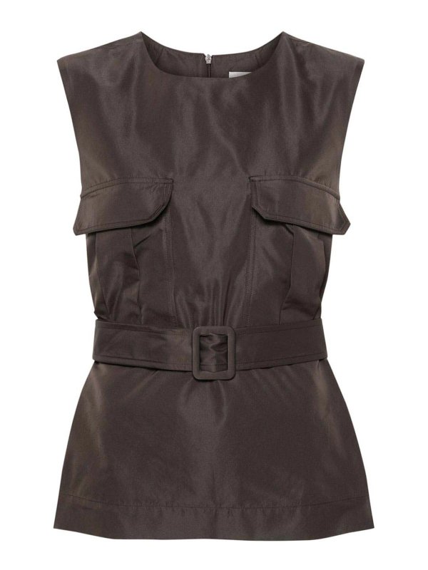 P.A.R.O.S.H.: Tops & Tank tops - Sleeveless Belted Top