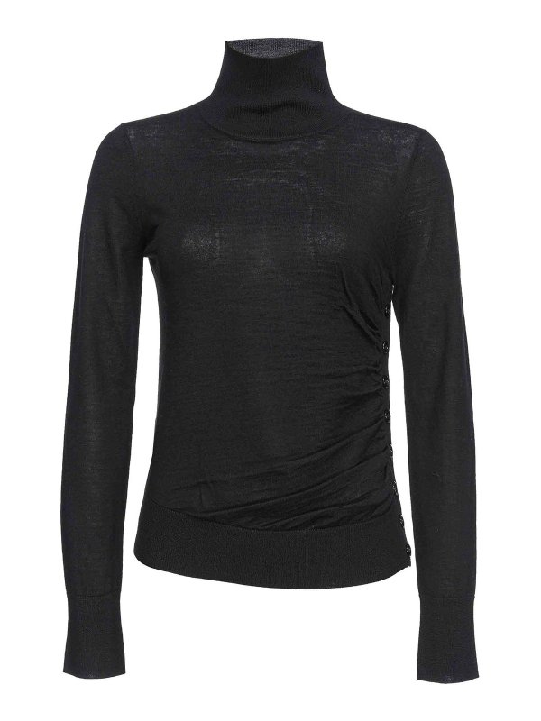 Pinko: Strickpullover mit Rundhalsausschnitt - Rundhalspullover - Schwarz