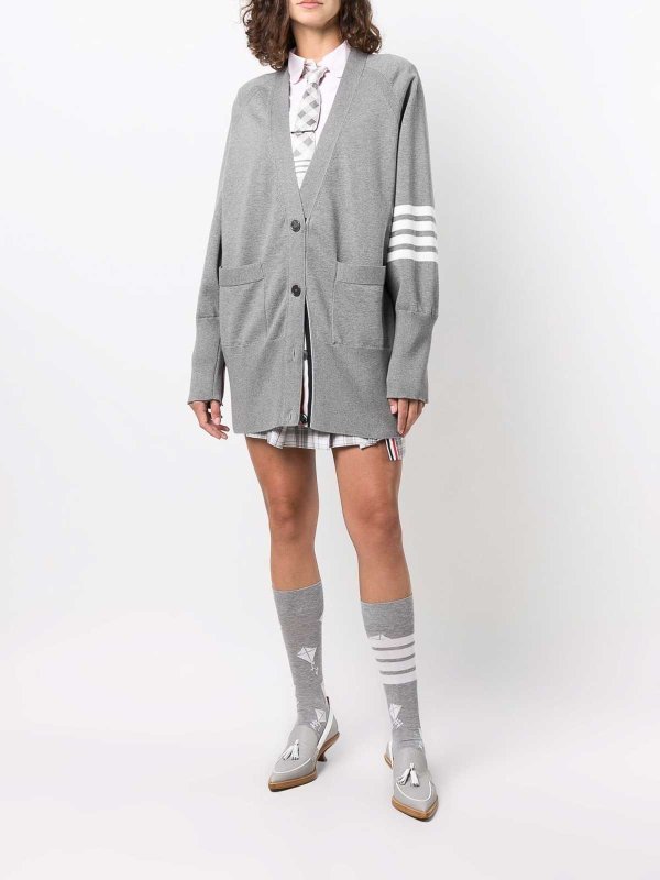 THOM BROWNE: cardigans online - 4-Bar Knitted Cardigan