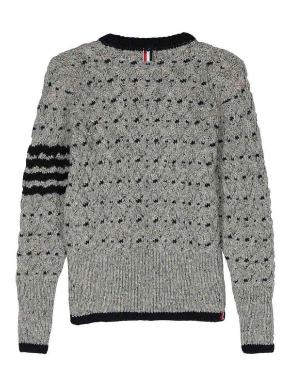 THOM BROWNE: crew necks online - 4-Bar Cable-Knit Jumper
