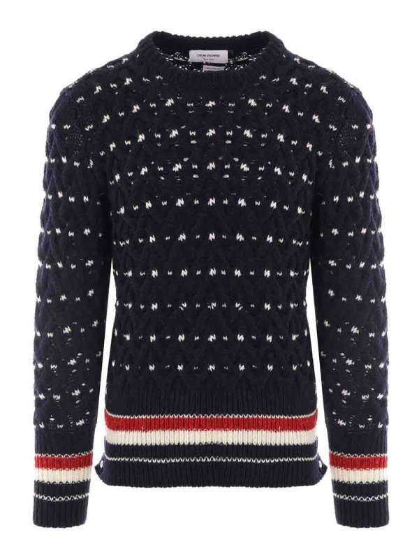 THOM BROWNE: crew necks - Donegal Cable-Knit Jumper