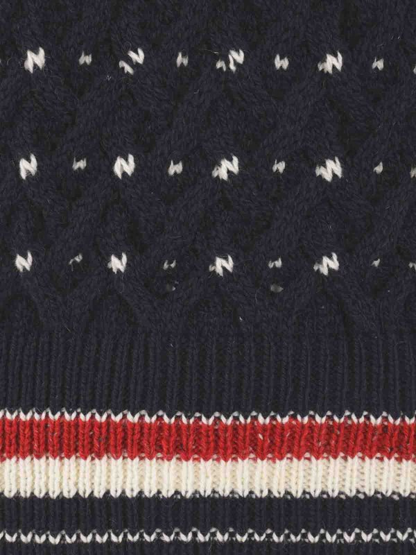 The Best Shops THOM BROWNE: crew necks - Donegal Cable-Knit Jumper