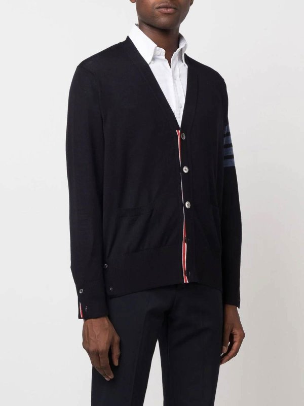 The Best Shops THOM BROWNE: cardigans - 4-Bar V-Neck Cardigan