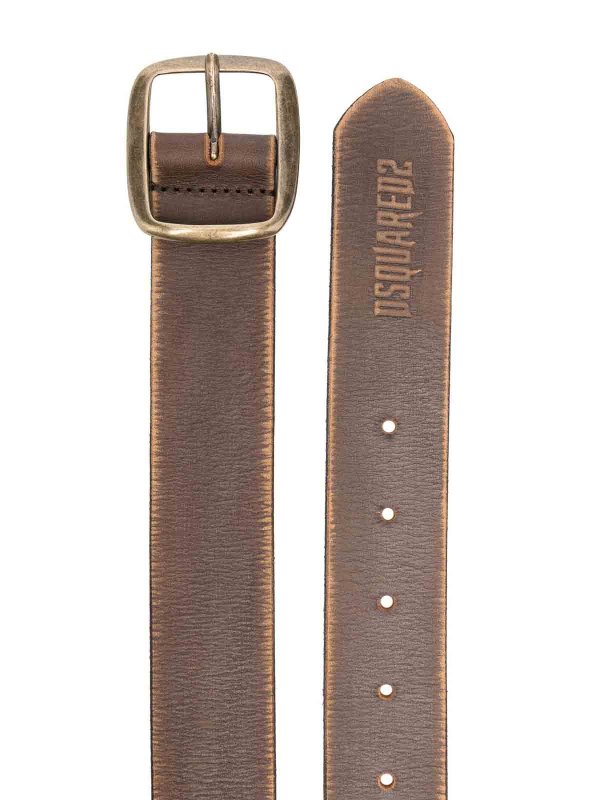 DSQUARED2: belts online - Logo-Debossed Leather Belt