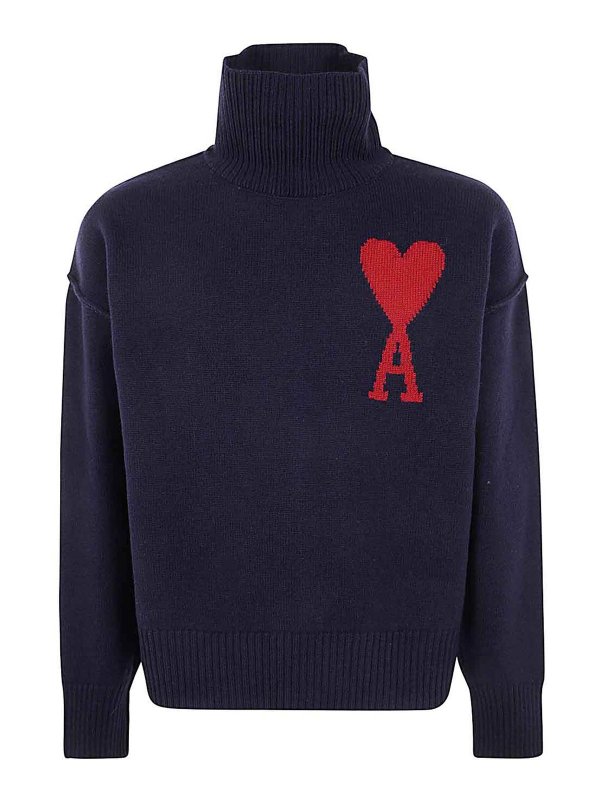 AMI PARIS: Pull col rond - Pull Col Rond - Bleu