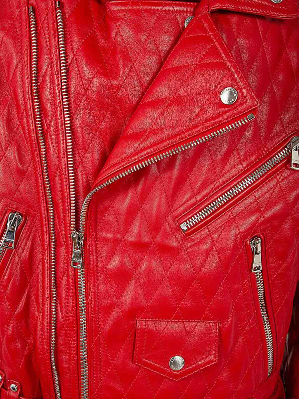 The Best Shops Balmain: Lederjacken - Lederjacke - Rot