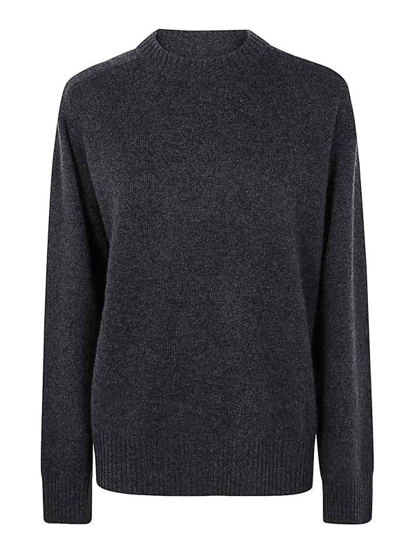 LOULOU STUDIO: Strickpullover mit Rundhalsausschnitt - Rundhalspullover - Grau