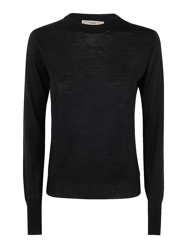 NUUR: Strickpullover mit Rundhalsausschnitt - Rundhalspullover - Schwarz