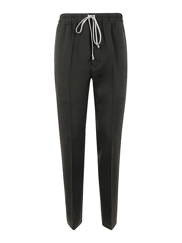 RICK OWENS: casual trousers - Drawstring Slim Long Pants