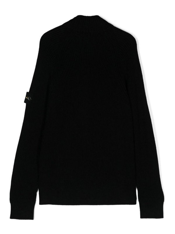 Stone Island Junior: Strickpullover mit Rundhalsausschnitt online - Rundhalspullover - Schwarz