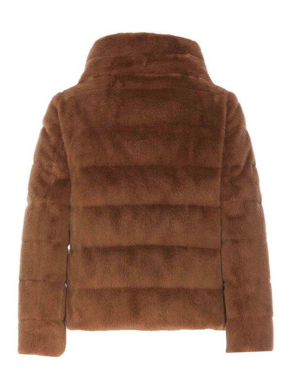 HERNO: padded jackets online - Fur Effect Cape Jacket
