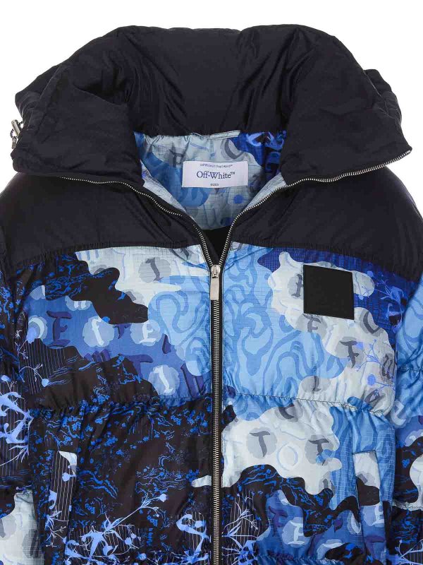 Blue Padded Down Jacket shop online: OFF-WHITE