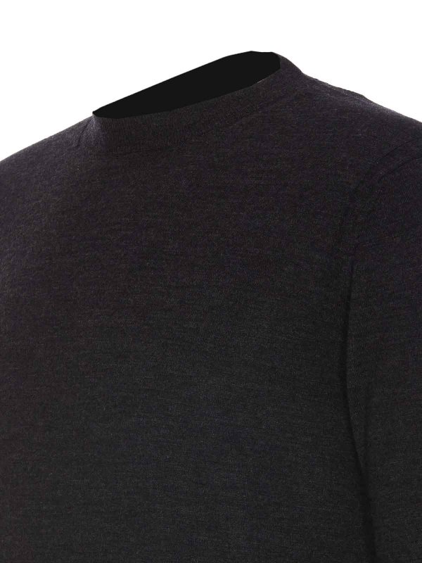 The Best Shops Paolo Pecora: Strickpullover mit Rundhalsausschnitt - Rundhalspullover - Grau