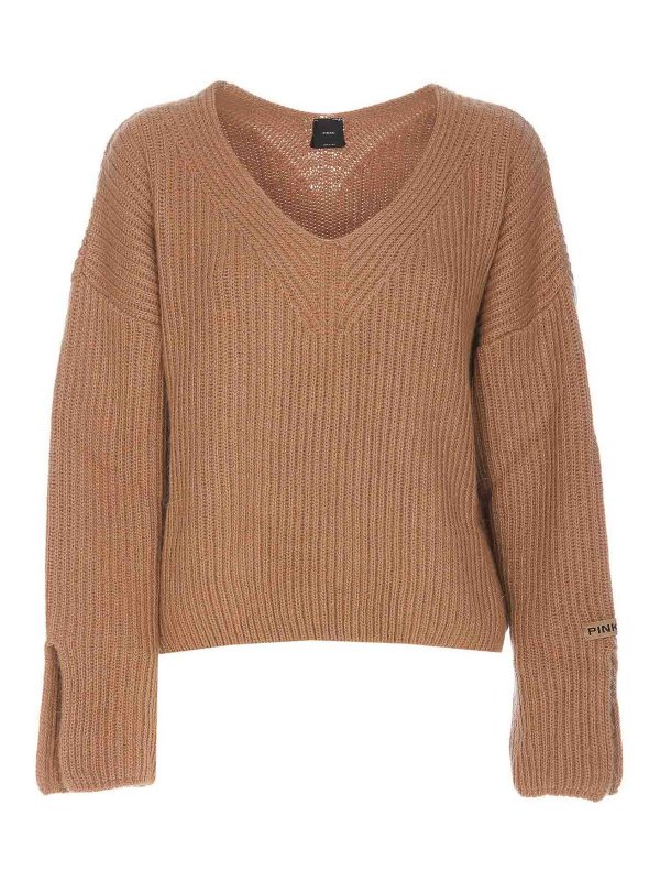 Pinko: maglia collo rotondo - Maglione Korat beige