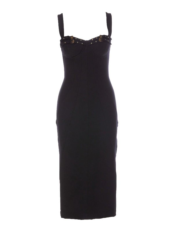 Versace Jeans Couture: ニーレングスドレス - 膝丈ドレス - 黒