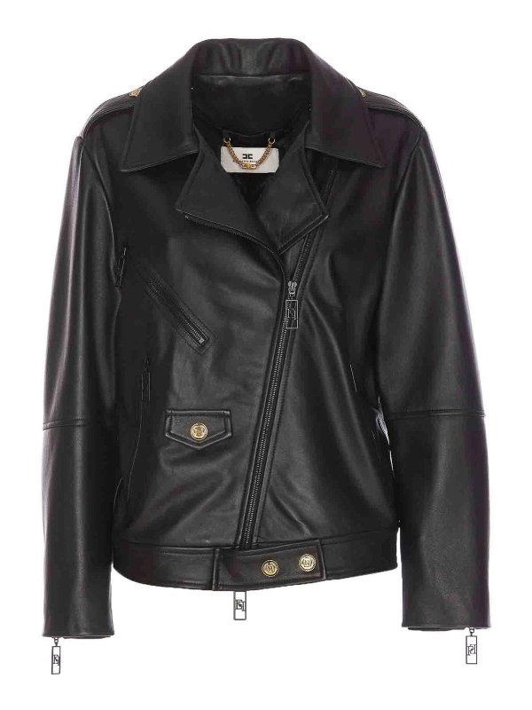 ELISABETTA FRANCHI: leather jacket - Leather Biker Jacket