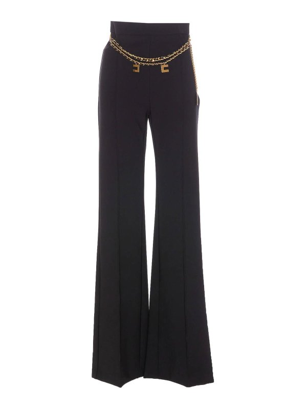 ELISABETTA FRANCHI: カジュアルトラウザー - カジュアルパンツ - 黒