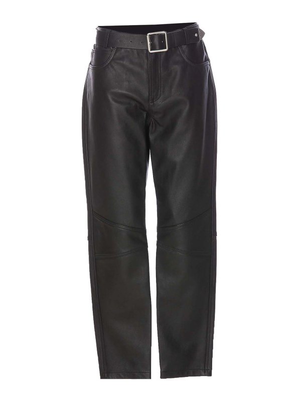 Pinko: レザートラウザー - レザーパンツ - 黒