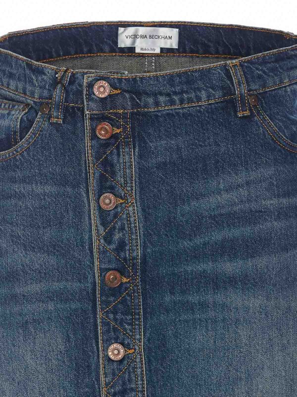 膝丈/ミディスカート - ブルー shop online: VICTORIA BECKHAM