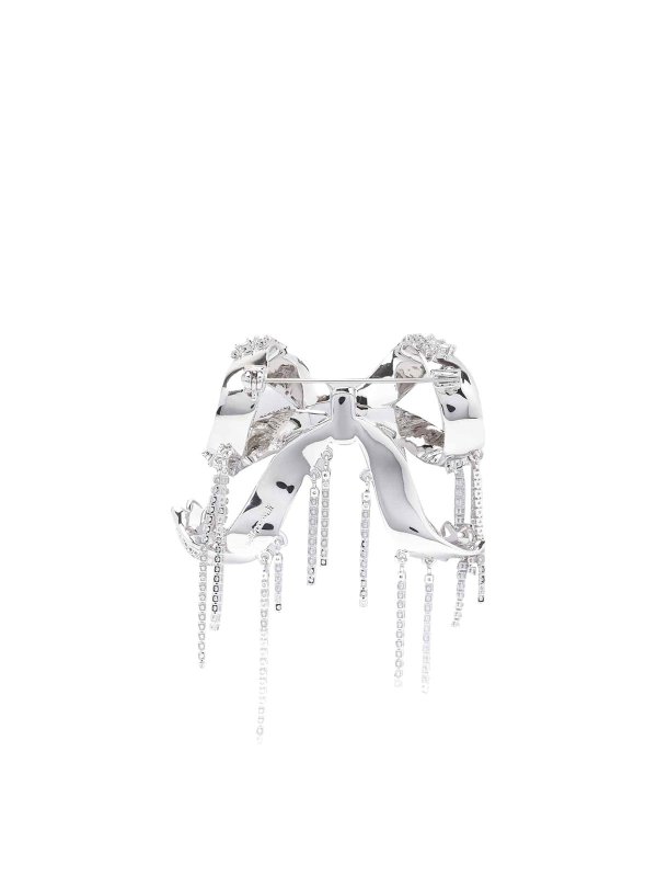 Self Portrait: hair accessories online - Crystal embellished bow brooch