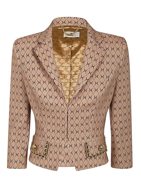 ELISABETTA FRANCHI: blazers - Short Printed Blazer