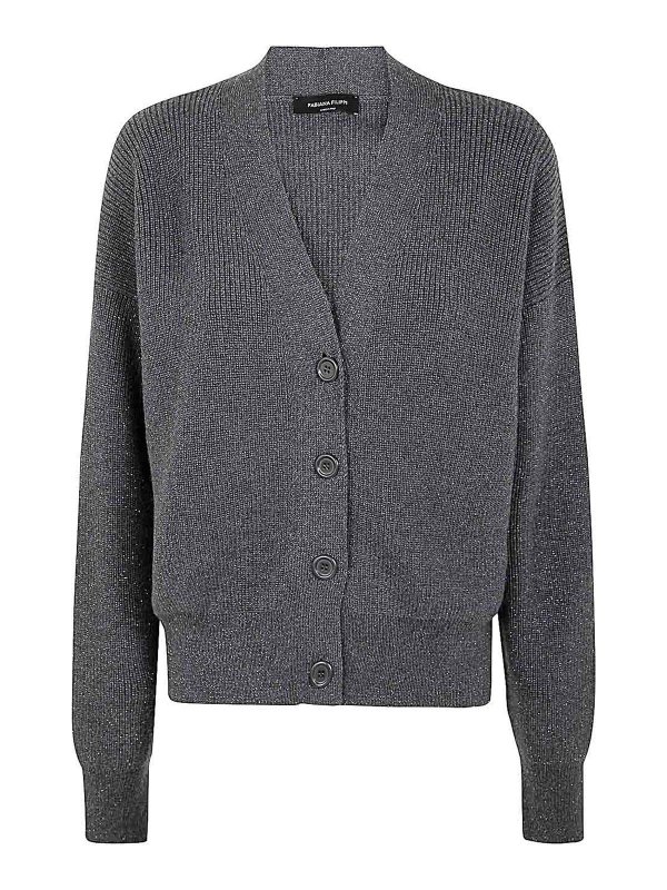 FABIANA FILIPPI: cardigans - Lurex Long Sleeve Cardigan