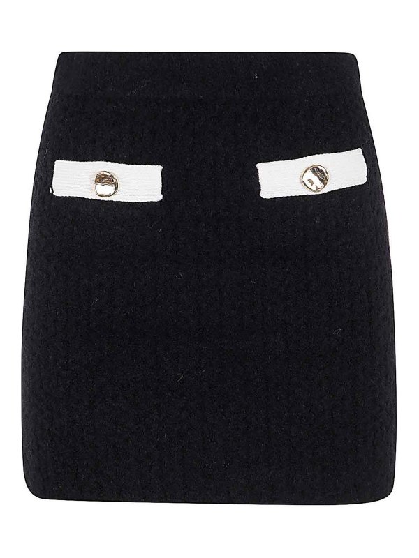 Self Portrait: Knee length skirts & Midi - Black Cashmere Blend Knit Skirt