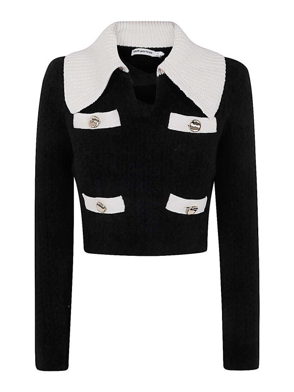 Self Portrait: クルーネック - クルーネック - 黒