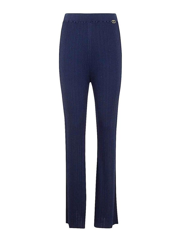 TWINSET: カジュアルトラウザー - カジュアルパンツ - ブルー