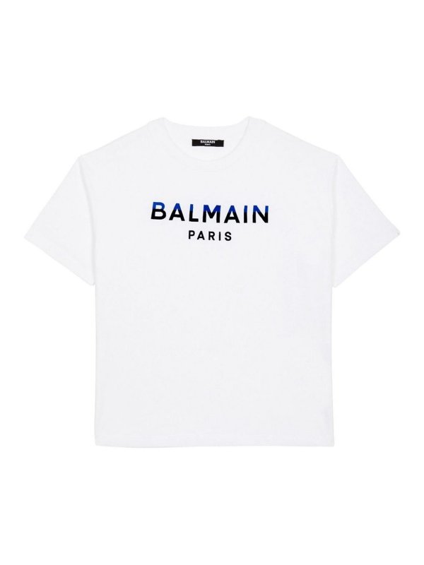 Balmain: t-shirts - Logo cotton Tee
