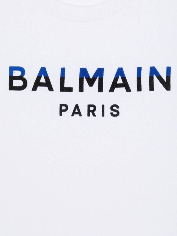 Balmain: t-shirts online - Logo cotton Tee