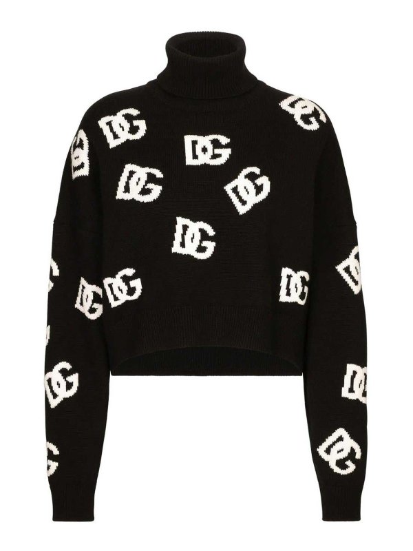DOLCE & GABBANA: Strickpullover mit Rundhalsausschnitt - Rundhalspullover - Schwarz