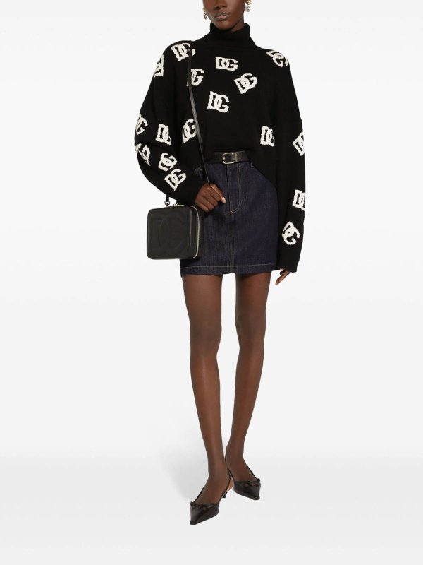 The Best Shops DOLCE & GABBANA: Strickpullover mit Rundhalsausschnitt - Rundhalspullover - Schwarz