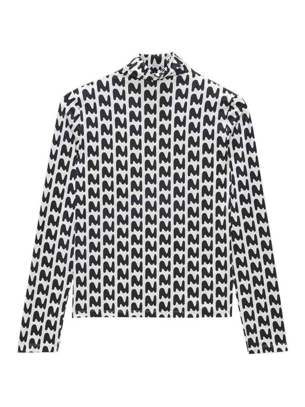 m.s.g.m.: t-shirts - Stretch High Neck T-Shirt With Print