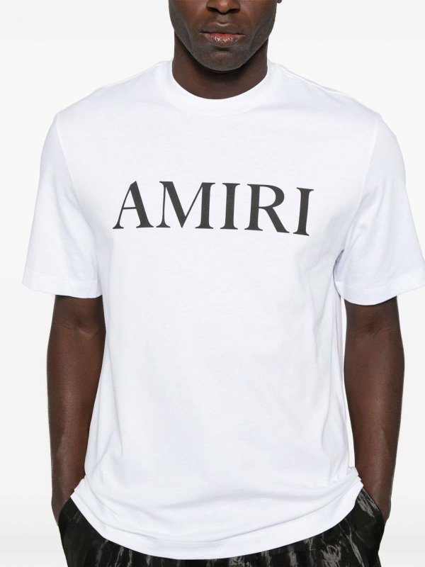 T-shirt in cotone con stampa logo frontale shop online: AMIRI