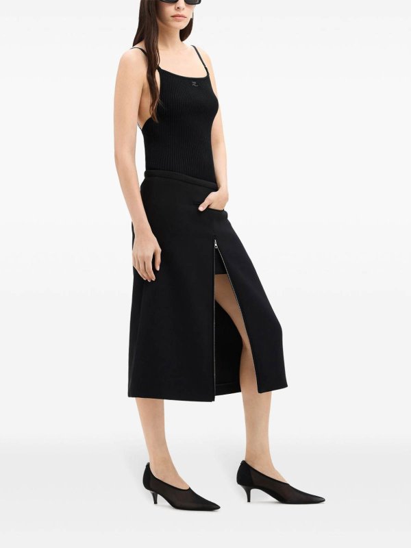 Ribbed Viscose Top With Embroidered Logo shop online: Courreges