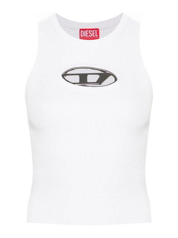 DIESEL: Tops y camisetas sin mangas - Top - Blanco