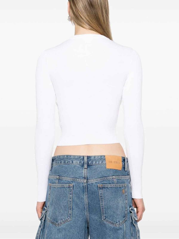 DIESEL: Tops & Tank tops online - Ribbed Viscose Top With Logo Plaque