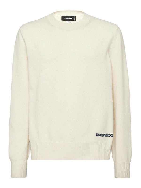 DSQUARED2: Suéteres con cuello pico - Suéter Cuello Redondo - Blanco