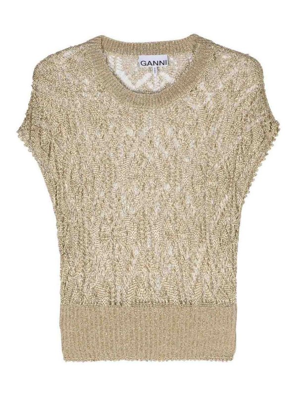 GANNI: T-shirts - T-Shirt - Or