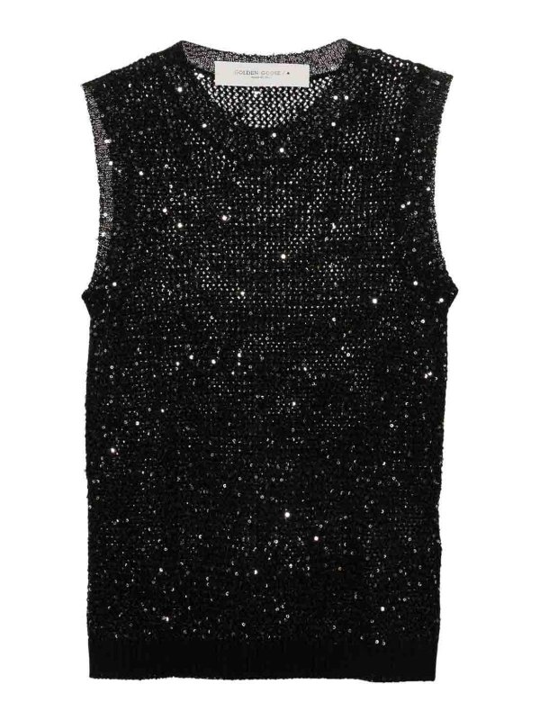 GOLDEN GOOSE: Strickpullover mit Rundhalsausschnitt - Rundhalspullover - Schwarz