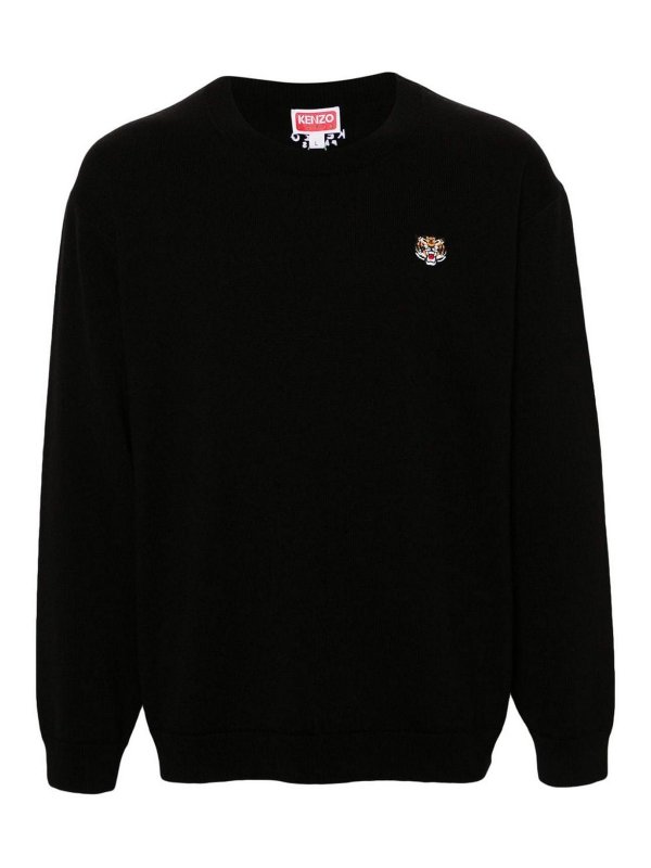 KENZO: Strickpullover mit Rundhalsausschnitt - Rundhalspullover - Schwarz