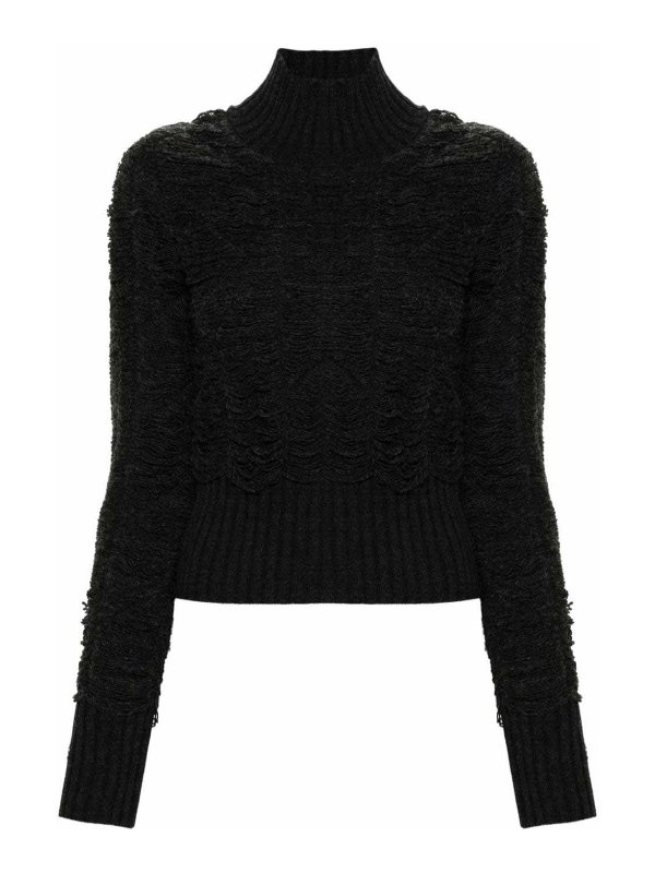 MM6 MAISON MARGIELA: Strickpullover mit Rundhalsausschnitt - Rundhalspullover - Grau